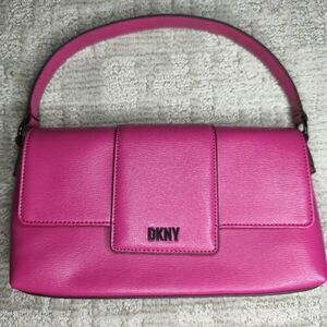 DKNY Chriselle Flap Demi Women's Purse Lipstick Pink Leather NWOT